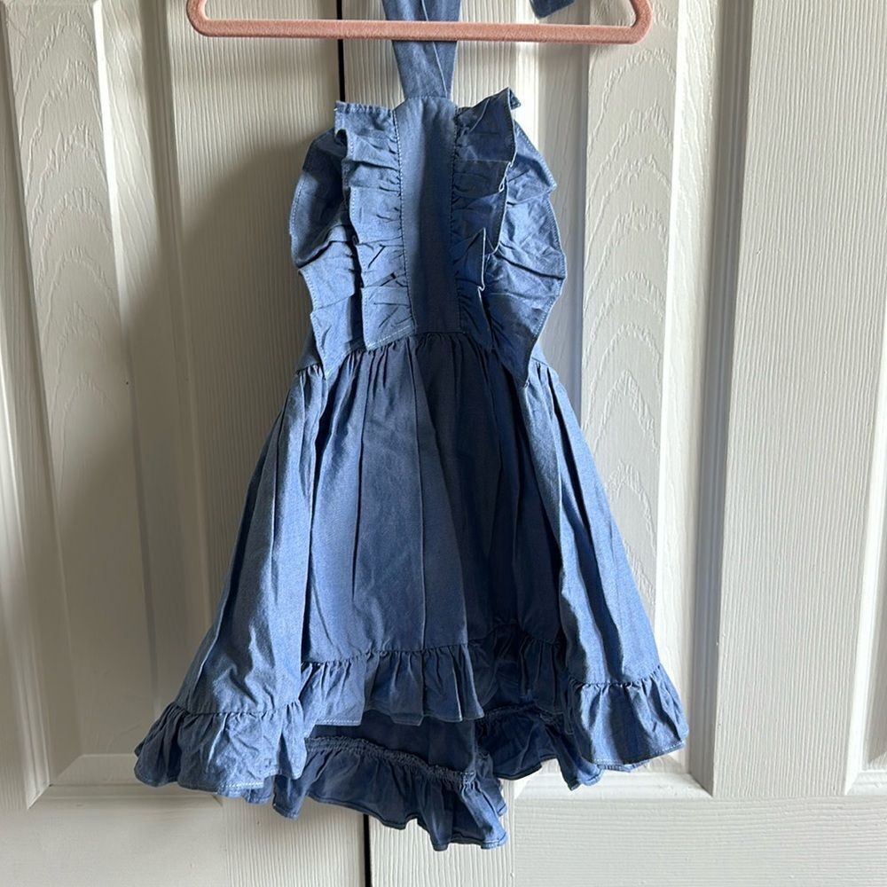 Hala Baloo Girls Blue Ruffle Dress - Ties at Neck: Size 2T